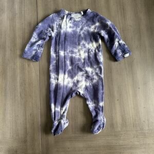 Coccoli Tie Dye Purple Footie India 1mo 2-way Zipper Modal Tencel